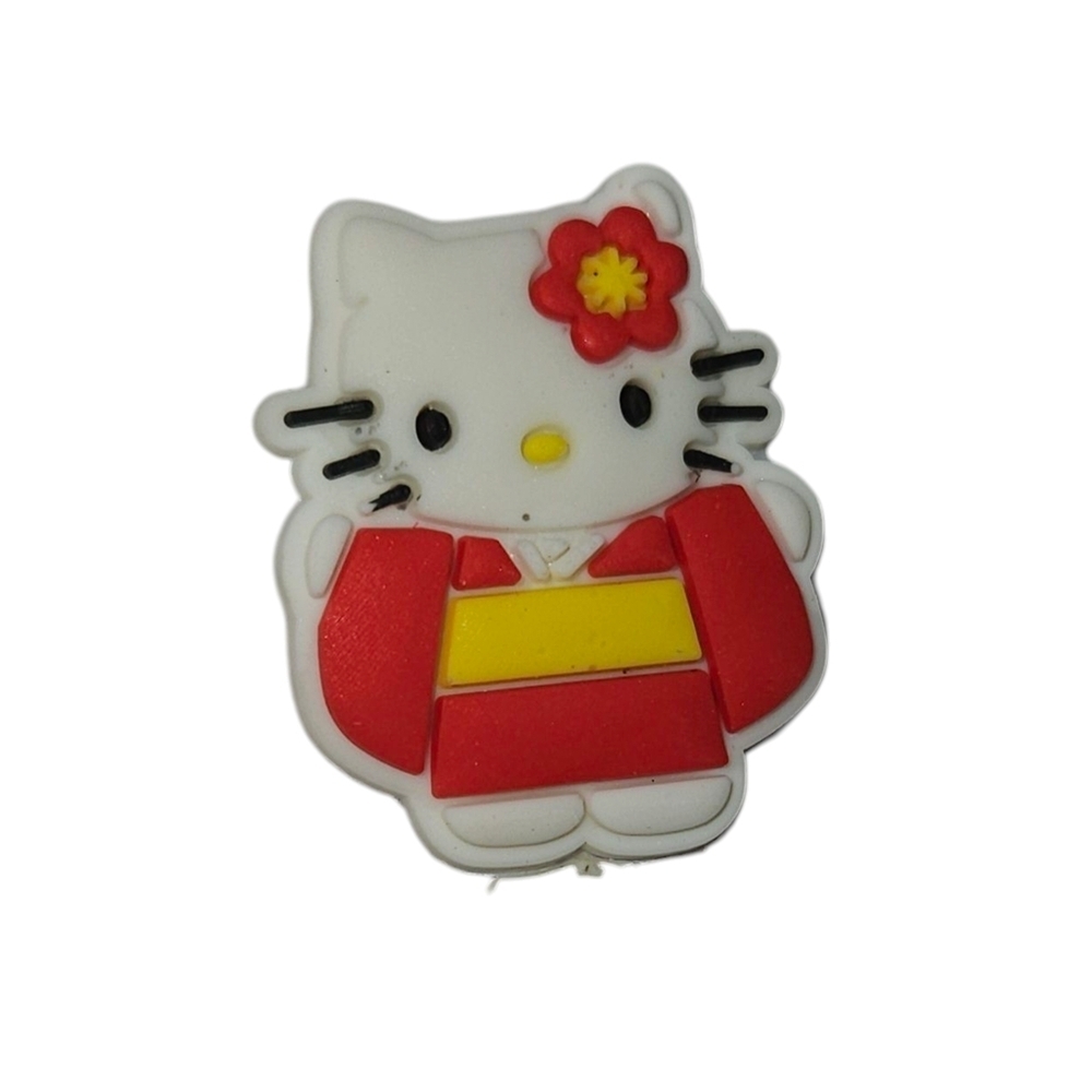 4/$8 Hello Kitty Red and White Hair Crocs Shoe Charm